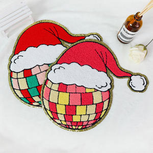 カスタムクリスマスパッチディスコサンタ帽子アイアンオンパッチデザイナー<span class=keywords><strong>Groovy</strong></span> Chenilleパッチ衣料品用 - Product Image 3