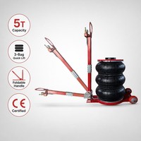 Cric pneumatique industriel triple sac de 5 tonnes avec poignée pliable, capacité de levage de 11000 lb pour l'entretien de camions lourds et de SUV