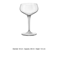 Vaso de Cóctel para Bartender, 25 cl, Altura 15.5 cm, Diámetro 9.4 cm, Bormioli Rocco