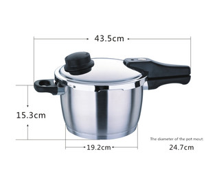 Casserole à induction avec cuiseur à pression en acier inoxydable à pression réglable, poignée noire - Product Image 5