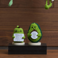 Op maat gemaakte groothandel fruit en groente emotionele ondersteuning handgemaakte gehaakte amigurumi poppen ornament met positief label basis