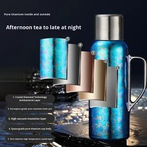 Thermos à vide en titane pur avec affichage mécanique de la température, grande capacité, infuseur à thé, 6-12 tasses - Product Image 2
