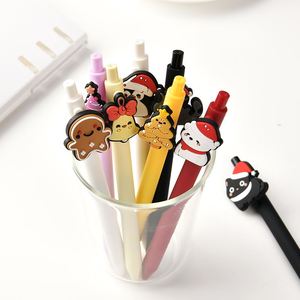 Stylos à encre gel personnalisés blancs et rouges de Noël, dessin animé, en plastique ABS, 0,5 mm, encre noire imprimée UV, cadeaux promotionnels pour le bureau et l'école - Product Image 2