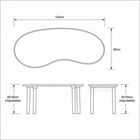 Table en bois Chuangjin en forme de pouce de poulet de 120 cm, bureau d'activités pour enfants en forme de haricot pour fournisseur d'écoles maternelles Montessori