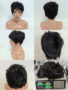 Letsfly Promotion 13$ Silk Base Lace Short Cut <b>Wigs</b> Natural Black 100% Human Hair Virgin Hair Pixie Cut <b>Wigs</b> 60gram Wholesales - Product Image 4