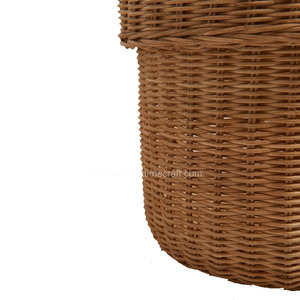 Lot de 3 paniers modernes en rotin naturel brun, bord pliable, artisanat en acier inoxydable, capacité 6-10L, vente en gros - Product Image 4