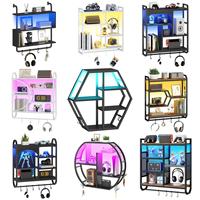 Étagères flottantes pour jeux vidéo en gros, étagère murale pour jeux avec éclairage LED, présentoir mural pour rangement et organisation