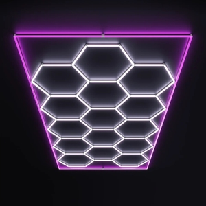 Plafonnier de <span class=keywords><strong>garage</strong></span> hexagonal Border 14, couleurs rouge, bleu, <span class=keywords><strong>vert</strong></span>, rose, pour atelier automobile, atelier, éclairage hexagonal en nid d'abeille - Product Image 1