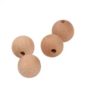 8 Mm-30 Mm Alami DIY Bahan Gigi Bayi Beech Kayu Beads untuk Perhiasan