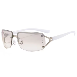 Lunettes de soleil carrées sans monture incrustées de diamants Super Personality 2024, nouvelles lunettes de protection UV pour hommes - Product Image 5