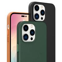 Casing ponsel kulit PU asli, casing ponsel kulit PU asli dengan pengisian daya nirkabel Microfiber, casing ponsel kulit mewah untuk iPhone 13 14 15 pro max