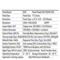 Nuevo Monitor LED LCD IPS BOE NE173FHM-NZ6 de 17.3 Pulgadas QHD 360Hz - Tiempo de Respuesta de 9ms, 100% SRGB, 40 Pines DP, Sin Pantalla Táctil, para Uso en Escritorio