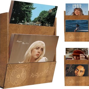 Wooden Record Storage Rack Solid Wood <b>Vinyl</b> Display CD Organizer <b>Wall</b> Mount Home Decor - Product Image 4