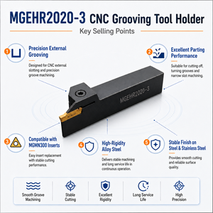 Portautensili per tornio CNC MGEHR2020-3, per inserti in carburo MGMN300, orientamento destro - Product Image 3