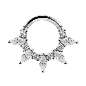 Anneau de piercing corporel en acier chirurgical 316L avec zircon transparent pour nez, segment, hélix, daith, cartilage, septum, type clicker - Product Image 2