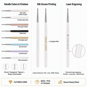 Pinceau à ongles en acrylique Slim Point avec manche ergonomique, poils en nylon non pelucheux, pour manucure en salon et marque privée - Product Image 6