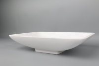 Lavabo de comptoir blanc de haute qualité DCT OA046, design moderne, rond, profond, base plate, pour salle de bain