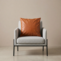 Housse de coussin de luxe en similicuir de vachette, couleur unie, confortable et imperméable, pour canapé