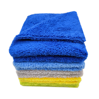 Serviette en microfibre tissée sans bords en polaire corail ultra-douce 550 GSM à poils longs, séchage rapide, pour voiture, carrée 40x40cm