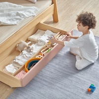 Only B2B Boori Muebles para niños Litera moderna de madera maciza para niños en color rosa para 3 niños Teenargers