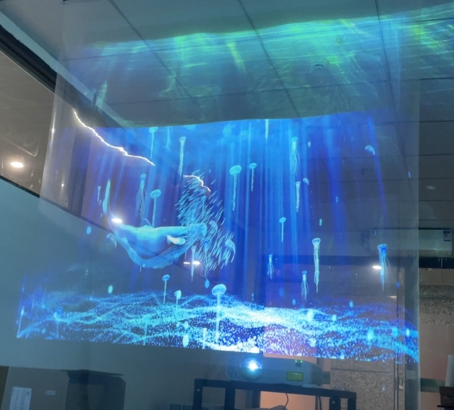 1.52x5 Meter 3D Hologram Transparent Rear Projection Film Self Adhesive Shop Window Advertising Holographic Film