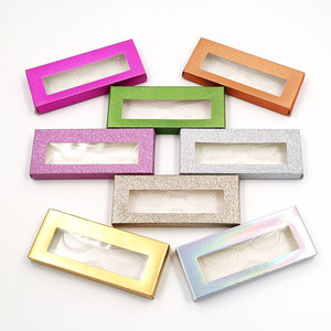 Caja de embalaje de tarjeta de pestañas de cartón corrugado de siete pares al por mayor, bandeja de cajas de pestañas postizas vacías de Color sólido para cosméticos - Product Image 2