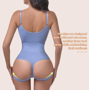Body modellante senza cuciture da donna, contenitivo per pancia e vita, con effetto push-up per glutei, modello a perizoma con spalline regolabili - Product Image 3