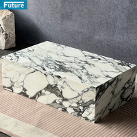 Table basse en marbre blanc Arabescato de socle bas carré naturel de luxe de quantité minimale de commande basse pour la décoration d'intérieur de café de salon