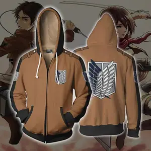 Top des ventes sweat-shirt à capuche Anime attaque sur Titan Cosplay Costume veste zip Top