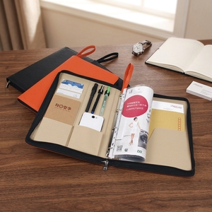 <strong>Travel</strong> 6 Ring Binders Custom A4 <strong>Document</strong> Holder Zipper Padfolio Leather Business Portfolio <strong>Folder</strong> - Product Image 1