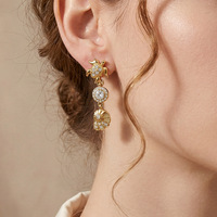 Boucles d'oreilles en acier inoxydable plaqué or 18 carats pour femmes, motifs étoile de mer, coquille de tortue, homard, oxydes de zirconium, vente en gros OEM