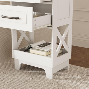 Set of 2 <strong>Tall</strong> Nightstands, 2-Drawer Wooden End Tables with Open Shelf, Rustic Modern <strong>Bedside</strong> <strong>Cabinets</strong> for Bedroom - Product Image 5