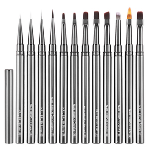 Ensemble de pinceaux à ongles avec manche métallique, stylos de dessin et de peinture en forme de pétale pour la manucure au gel UV, utilisation en salon - Product Image 5