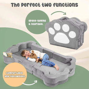 Cama de Viaje Plegable Portátil para Niños Pequeños, Diseño de Patas, Espuma de Alta Densidad, Color Gris, Muebles Infantiles para Dormir - Product Image 4
