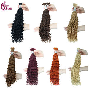 Cheveux humains bouclés FH pour tresses bohèmes, en vrac, sans trame, lots de cheveux humains vierges, 12-30 pouces, pour tressage, vente en gros - Product Image 5