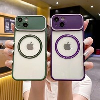 Protecteur de caméra magnétique avec grande fenêtre pour iPhone 17 16 15 14 13 12 Pro Max Étui pour téléphone portable à chargement sans fil