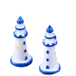 Micro-<span class=keywords><strong>paysage</strong></span> de style méditerranéen, phare blanc et bleu, plage, aquarium, bassin à poissons, aménagement paysager, décoratif - Product Image 5