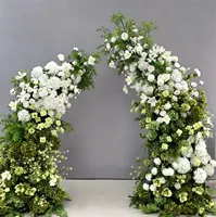Chemin de table en fleurs d'hortensia vert et blanc, arrangement floral artificiel pour mariage, toile de fond, allée et centre de table