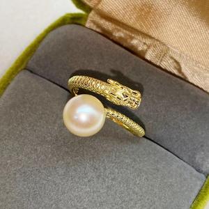 Bague Xiaolong en argent S925 avec perle d'eau douce sans défaut de 7 mm, petite perle ronde, bague en perle inspirée de la vie - Product Image 1