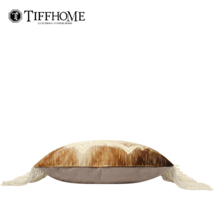 Housse de coussin décorative TiffHome Chic à motifs, avec franges, couleur marron ombré, pour canapé, chambre à coucher, salon - Product Image 5