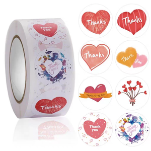 Fast Shipment Custom Wholesale 500 Pieces Per Roll Cartoon <b>Waterproof</b> Self-Adhesive Thank You Stickers <b>Labels</b> Home Decoration - Product Image 4