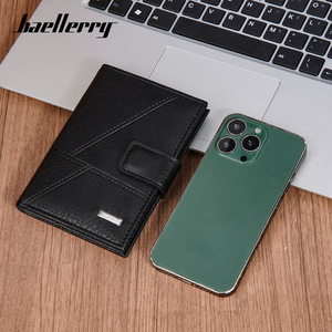 Baelerry Men's <b>Wallet</b> Black Solid Color Multifunctional Passport <b>Holder</b> With Card Slots And Magnetic Clasp For Everyday Use - Product Image 3