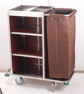 스테인리스 스틸 서비스 트롤리 청소용 린넨 카트 룸서비스 트롤리 호텔 용품 상업용 장비 입구 카트 - Product Image 4