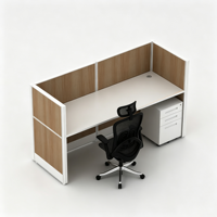 Poste de travail modulaire moderne avec cloison de bureau, bureau individuel avec meuble mobile, cadre en aluminium et panneau en bois