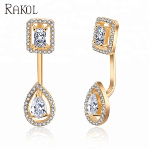 RAKOL EP2029 nuevo diseñador clásico Cubic Zirconia cristal chapado en oro gota de agua pendientes 2025 mujeres - Product Image 2