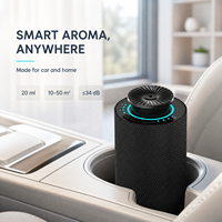 Nébuliseur d'huiles essentielles pour voiture 20 ml, diffuseur d'arômes à brume fine, Bluetooth, minuterie, lumière d'ambiance pour espaces compacts, silencieux 34 dB, 50 m³