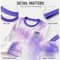 Ensemble de maillots de football personnalisés pour enfants, sublimation, rose et blanc, dégradé à pincel, respirant, extensible dans quatre directions, séchage rapide