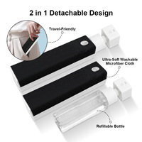 Nettoyant pour écran portable 2-en-1 de 15 ml, spray et lingette pour téléphone, iPad, ordinateur portable, MacBook, téléviseur, avec formule 100% naturelle à base d'extraits végétaux