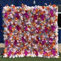Mur de fleurs artificielles en soie, roses marron suspendues, toile de fond pour mariage et fête