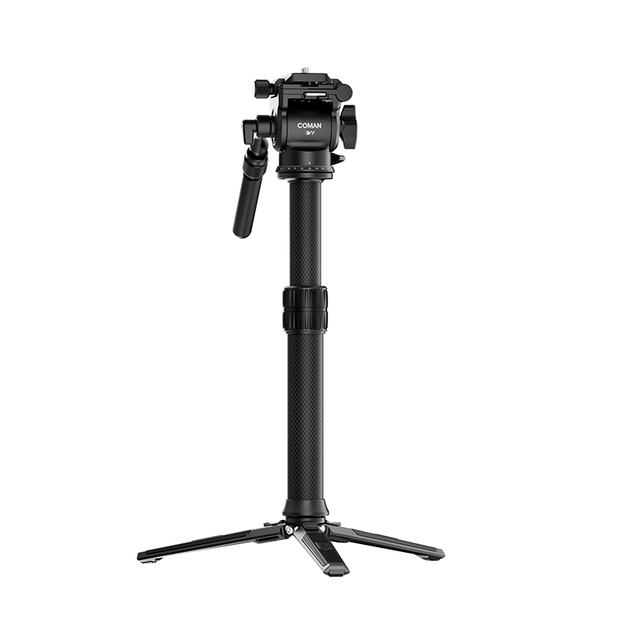 COMAN MT25V1 Camera Monopod Carbon Fiber Body Hydraulic Head Quick Release Plate Outdoor Video Shooting Bracket